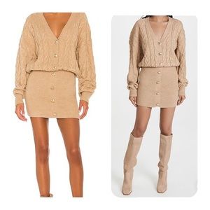 Retrofete Tan Cable Knit Button Front Tala Sweater Dress